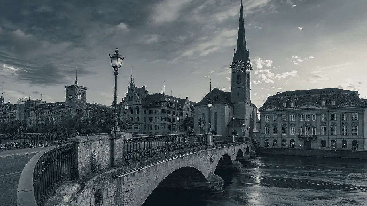 Zurich old town on the Limmat river